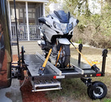 Swivelwheel Transport System, Swivelwheel Carrier, Swivelwheel Hauler, motorcycle carrier, scooter carrier, motorcycle hauler, scooter hauler, quickie mini golf cart hauler, quickie mini golf cart carrier, cricket mini golf cart carrier,cricket mini golf cart hauler,dirt bike hauler, dirt bike carrier, carrier, golf cart hauler, golf cart carrier, ATV hauler, ATV carrier, Swivelwheel DW58, motorcycle, motor home, fifth wheels, can-am carrier, can-am hauler, trike carrier, trike hauler, mobility Hauler