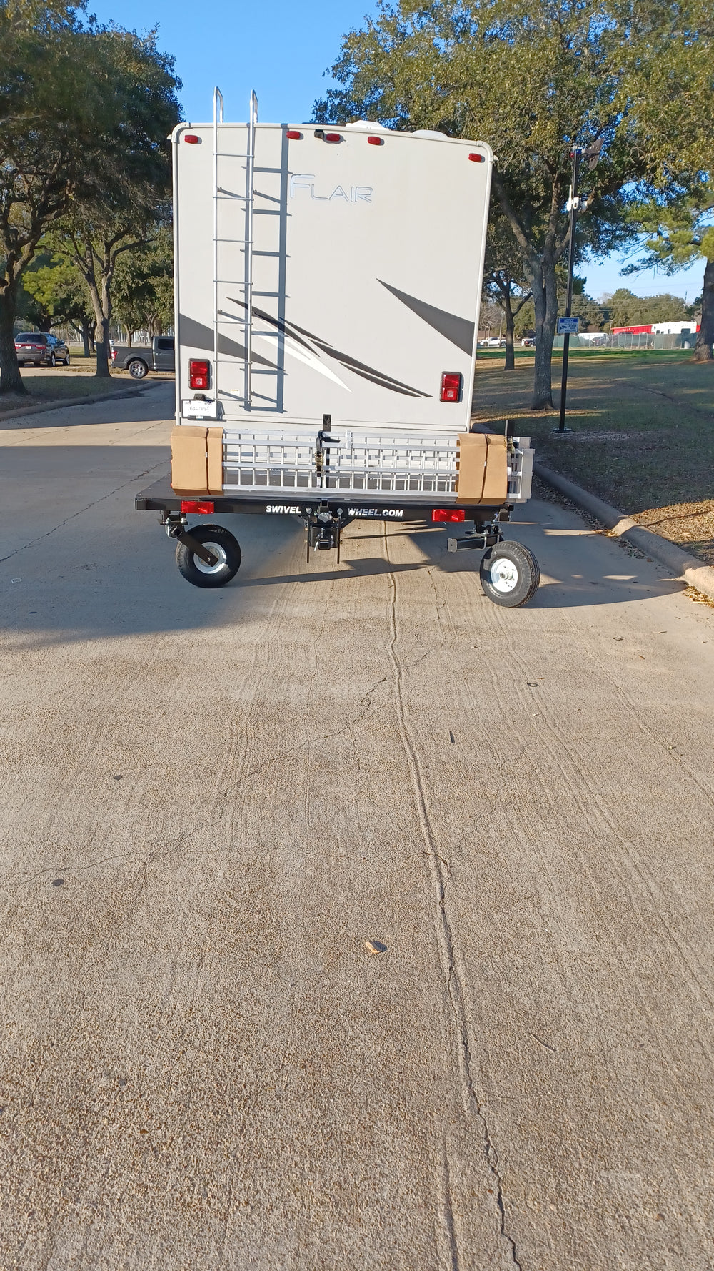 Swivelwheel Transport System, Swivelwheel Carrier, Swivelwheel Hauler, motorcycle carrier, scooter carrier, motorcycle hauler, scooter hauler, quickie mini golf cart hauler, quickie mini golf cart carrier, criket mini golf cart carrier,cricket mini golf cart hauler,dirt bike hauler, dirt bike carrier, carrier, golf cart hauler, golf cart carrier, atv hauler, atv carrier, Swivelwheel DW58 Tandem Tow, motorcycle, motorhome, fifth wheels, can-am carrier, can-am hauler, trike carrier, trike hauler