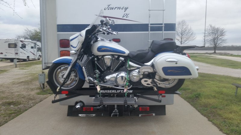 Cruiserlift Motorcycle Lift, Motorcycle Lift, Motorcycle Carrier, Motorcycle Hauler, Motorcycle, Motorhome, RV Motorcycle lift, RV Lift, RV Electric Motorcycle Lift, RV, Electric Motorcycle Lift, Harley, Honda, Victory, Yamaha, Winch Lift, Bikes, Bike Lift