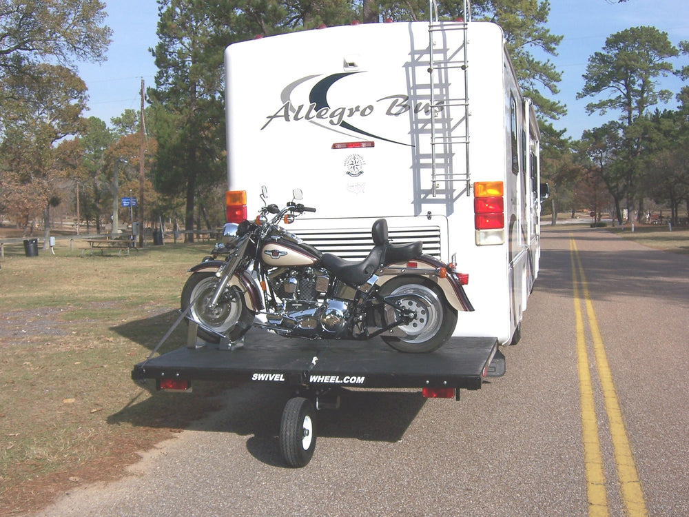 Swivelwheel Transport System,Swivelwheel Carrier, Swivelwheel Hauler, Motorcycle Carrier, scooter carrier, motorcycle hauler, scooter hauler, golf cart hauler, golf cart carrier, mini golf cart hauler, mini golf cart carrier, quickie mini golf cart hauler, quickie mini golf cart carrier, cricket mini golf cart carrier, cricket mini golf cart hauler, dirt bike hauler, dirt bike carrier, carrier, hauler, ATV hauler, ATV carrier, single wheel, sivelwheel 58, motorcycle, motor home, fifth wheels