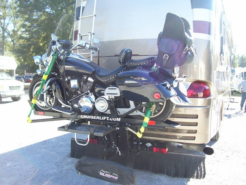 Cruiserlift Motorcycle Lift, Motorcycle Lift, Motorcycle Carrier, Motorcycle Hauler, Motorcycle, Motorhome, RV Motorcycle lift, RV Lift, RV Electric Motorcycle Lift, RV, Electric Motorcycle Lift, Harley, Honda, Victory, Yamaha, Winch Lift, Bikes, Bike Lift