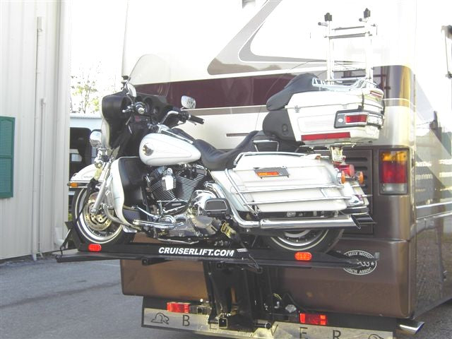 Cruiserlift Motorcycle Lift, Motorcycle Lift, Motorcycle Carrier, Motorcycle Hauler, Motorcycle, Motor home, RV Motorcycle lift, RV Lift, RV Electric Motorcycle Lift, RV, Electric Motorcycle Lift, Harley, Honda, Victory, Yamaha, Winch Lift, Bikes, Bike Lift, Motor Home Lift, Motor Home Motorcycle Lift, 1,000 ibs. Motor cycle Lift, super C Motorcycle Lift 