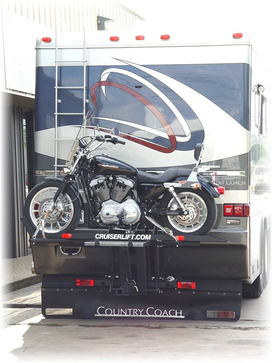 1 RV Motorcycle Lift Cruiserlift Class A Motor Homes Rear Engine Diesel Pushers Fastmaster Products