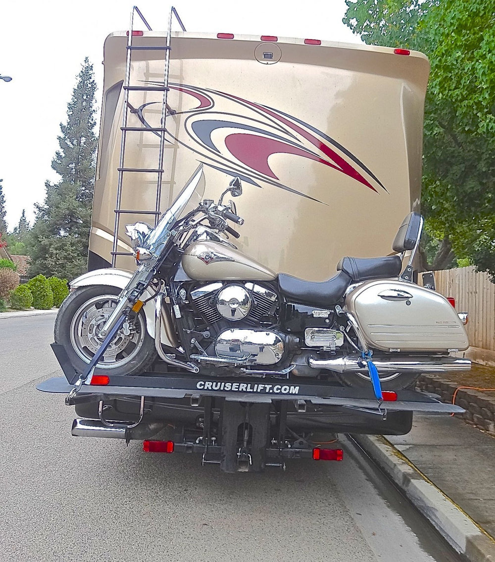 Cruiserlift Motorcycle Lift, Motorcycle Lift, Motorcycle Carrier, Motorcycle Hauler, Motorcycle, Motorhome, RV Motorcycle lift, RV Lift, RV Electric Motorcycle Lift, RV, Electric Motorcycle Lift, Harley, Honda, Victory, Yamaha, Winch Lift, Bikes, Bike Lift