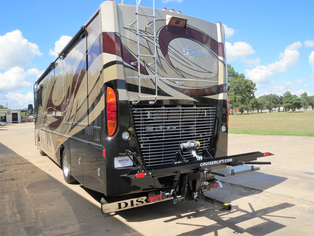 Cruiserlift Motorcycle Lift, Motorcycle Lift, Motorcycle Carrier, Motorcycle Hauler, Motorcycle, Motor home, RV Motorcycle lift, RV Lift, RV Electric Motorcycle Lift, RV, Electric Motorcycle Lift, Harley, Honda, Victory, Yamaha, Winch Lift, Bikes, Bike Lift, Motor Home Lift, Motor Home Motorcycle Lift, 1,000 ibs. Motor cycle Lift, super C Motorcycle Lift 