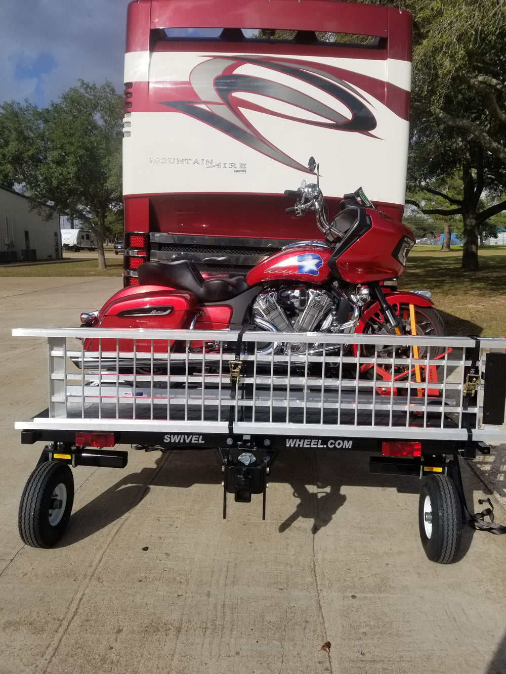 Power Ramp Motorcycle Loader, Self Loading Ramp, Safe Loading, Swivelwheel 58, Swivelwheel DW58, Swivelwheel DW58 Tandem Tow 