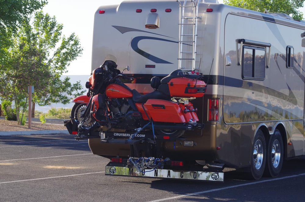 Cruiserlift Motorcycle Lift, Motorcycle Lift, Motorcycle Carrier, Motorcycle Hauler, Motorcycle, Motorhome, RV Motorcycle lift, RV Lift, RV Electric Motorcycle Lift, RV, Electric Motorcycle Lift, Harley, Honda, Victory, Yamaha, Winch Lift, Bikes, Bike Lift