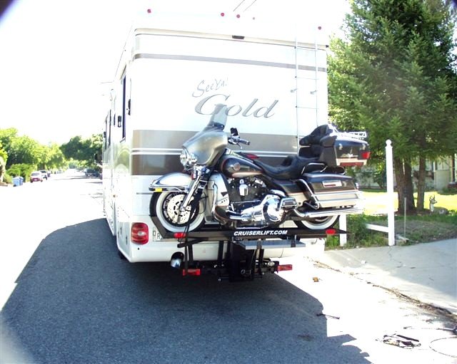 Cruiserlift Motorcycle Lift, Motorcycle Lift, Motorcycle Carrier, Motorcycle Hauler, Motorcycle, Motor home, RV Motorcycle lift, RV Lift, RV Electric Motorcycle Lift, RV, Electric Motorcycle Lift, Harley, Honda, Victory, Yamaha, Winch Lift, Bikes, Bike Lift, Motor Home Lift, Motor Home Motorcycle Lift, 1,000 ibs. Motor cycle Lift, super C Motorcycle Lift 