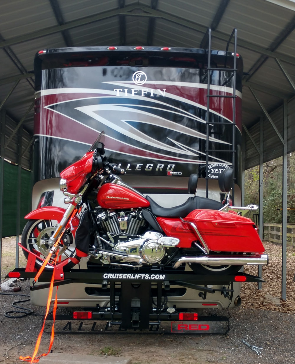 Cruiserlift Motorcycle Lift, Motorcycle Lift, Motorcycle Carrier, Motorcycle Hauler, Motorcycle, Motorhome, RV Motorcycle lift, RV Lift, RV Electric Motorcycle Lift, RV, Electric Motorcycle Lift, Harley, Honda, Victory, Yamaha, Winch Lift, Bikes, Bike Lift