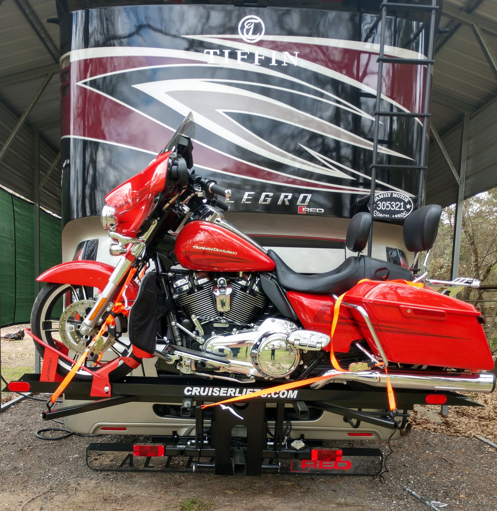 Cruiserlift Motorcycle Lift, Motorcycle Lift, Motorcycle Carrier, Motorcycle Hauler, Motorcycle, Motorhome, RV Motorcycle lift, RV Lift, RV Electric Motorcycle Lift, RV, Electric Motorcycle Lift, Harley, Honda, Victory, Yamaha, Winch Lift, Bikes, Bike Lift