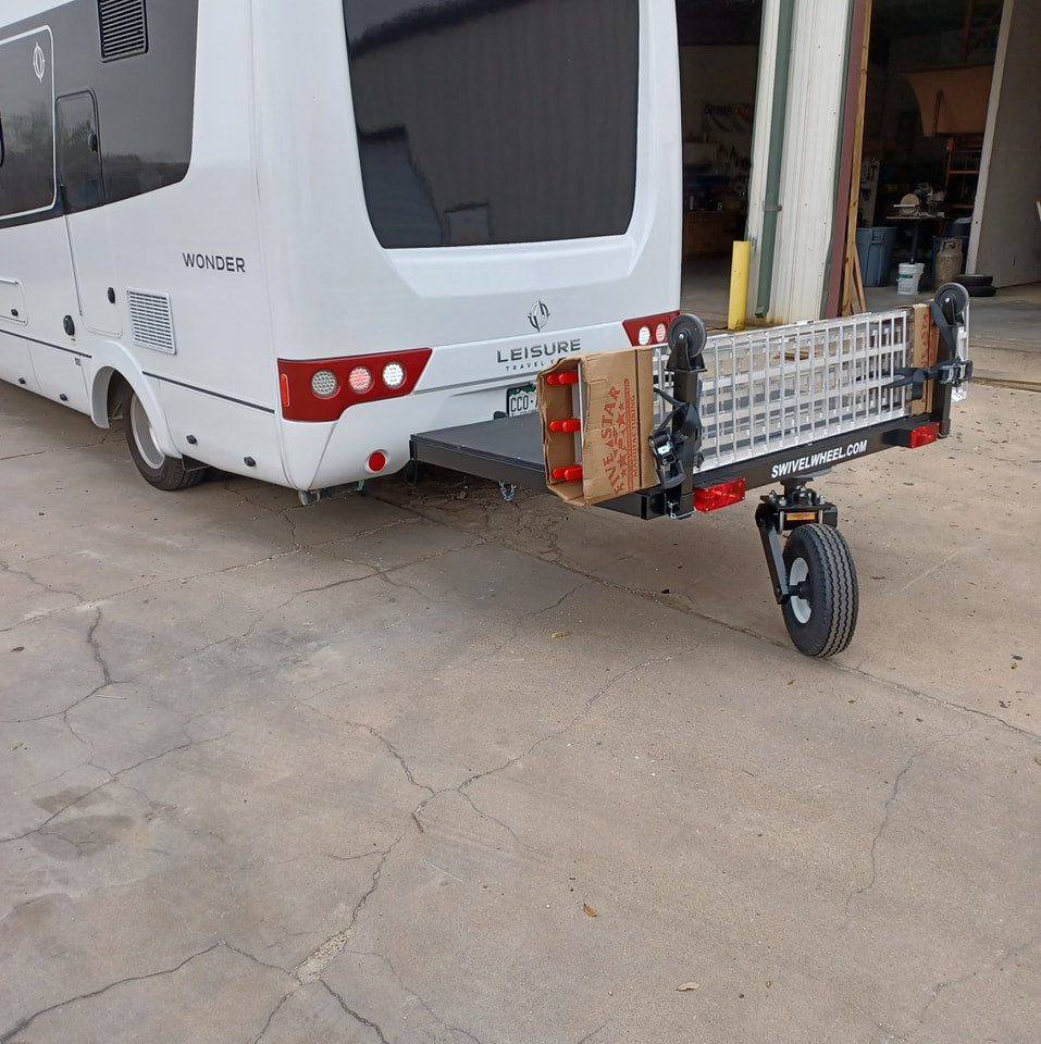 Swivelwheel transport System,Swivelwheel Carrier, Swivelwheel Hauler, Motorcycle Carrier, scooter carrier, motorcycle hauler, scooter hauler, golf cart carrier, golf cart carrier, mini golf cart hauler, mini golf cart carrier, quickie mini golf cart hauler, quickie mini golf cart carrier, cricket mini golf cart carrier, cricket mini golf cart hauler, dirt bike hauler, dirt bike carrier, carrier, hauler, ATV hauler, ATV carrier, Swivelwheel 46, Class C Hauler, Class C Carrier, Class A Hauler, Class A carrier