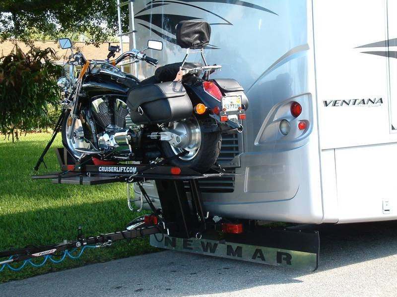 Cruiserlift Motorcycle Lift, Motorcycle Lift, Motorcycle Carrier, Motorcycle Hauler, Motorcycle, Motorhome, RV Motorcycle lift, RV Lift, RV Electric Motorcycle Lift, RV, Electric Motorcycle Lift, Harley, Honda, Victory, Yamaha, Winch Lift, Bikes, Bike Lift