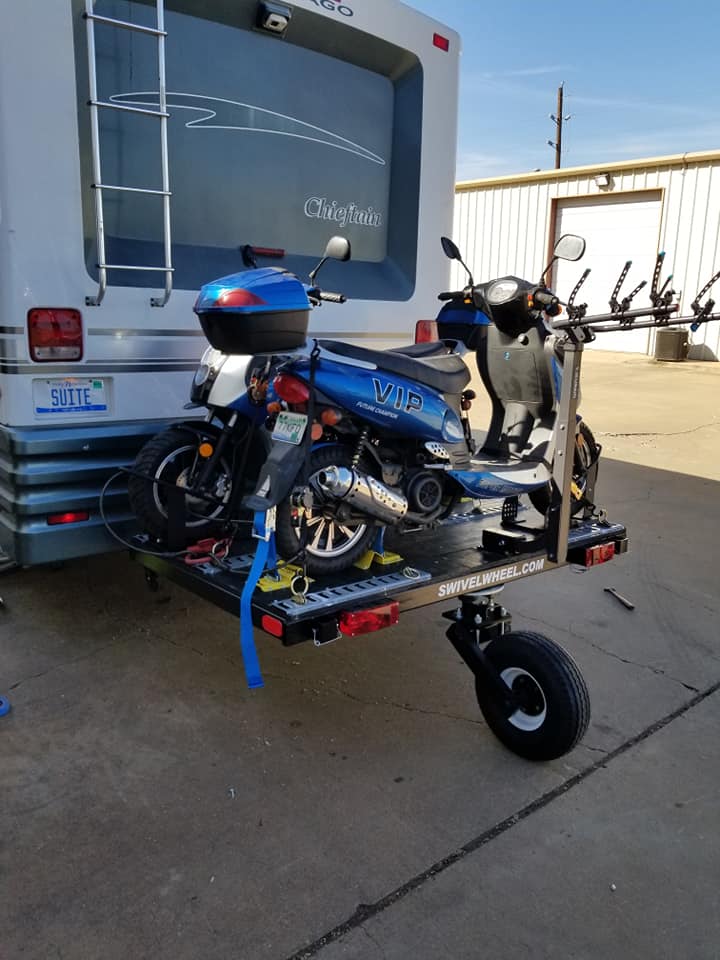 Swivelwheel transport System,Swivelwheel Carrier, Swivelwheel Hauler, Motorcycle Carrier, scooter carrier, motorcycle hauler, scooter hauler, golf cart carrier, golf cart carrier, mini golf cart hauler, mini golf cart carrier, quickie mini golf cart hauler, quickie mini golf cart carrier, cricket mini golf cart carrier, cricket mini golf cart hauler, dirt bike hauler, dirt bike carrier, carrier, hauler, ATV hauler, ATV carrier, Swivelwheel 46, Class C Hauler, Class C Carrier, Class A Hauler, Class A carrier
